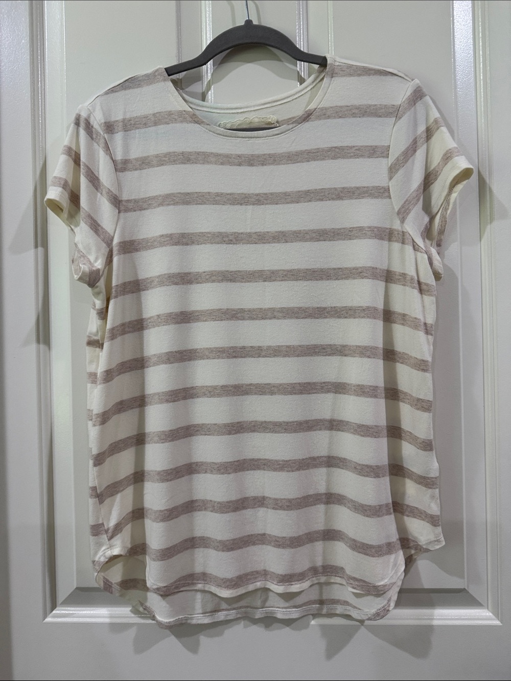 Cupio Cream & Taupe Striped Short-Sleeve Tee - Picture 1 of 6